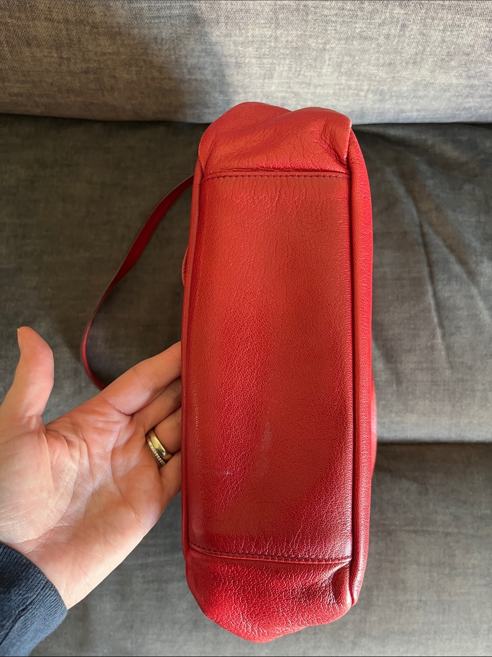 Yves Saint Laurent Rive Gauche Nadja Leather Tote Bag, Red - Picture 6 of 7